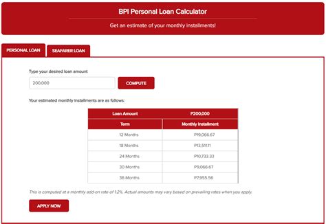 bpi personal loan calculator